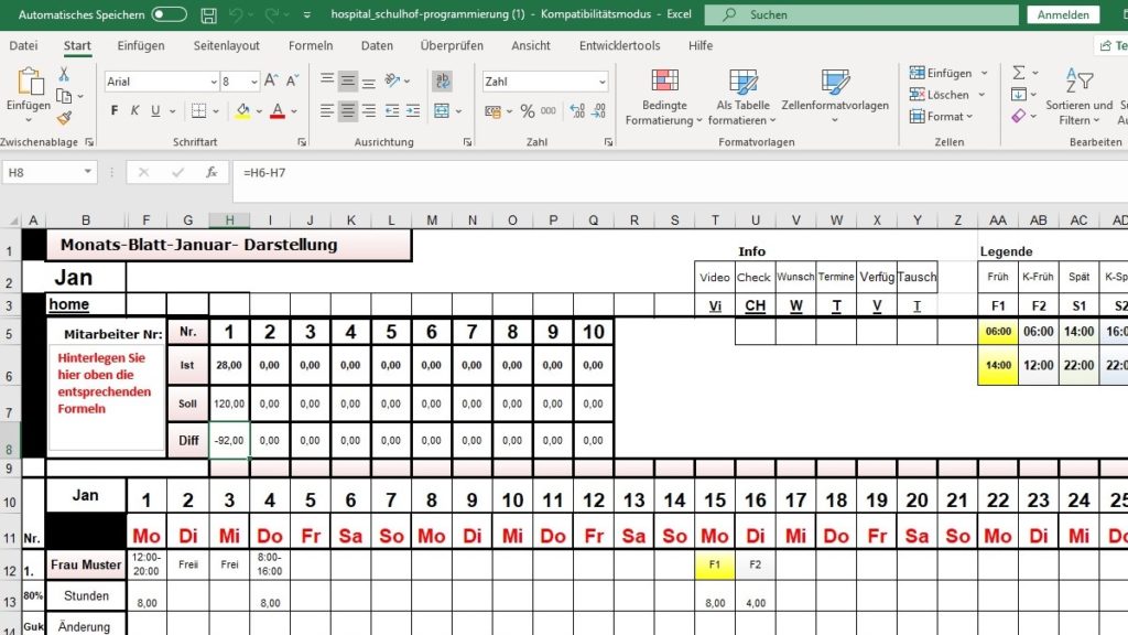 dienstplanprogramm entwickeln in Excel 