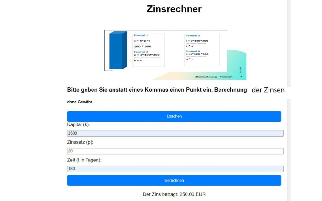 zinsrechner programmieren