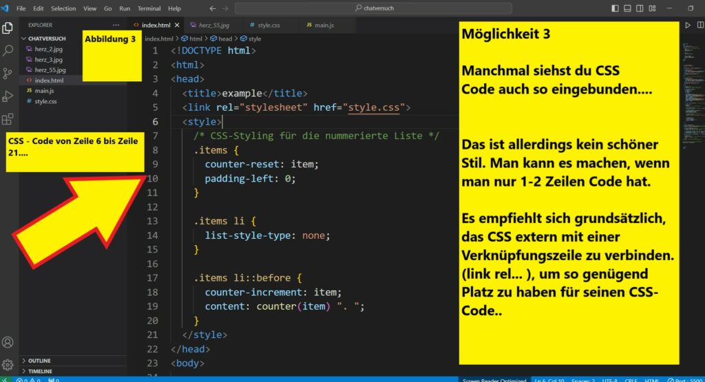 Csss- Code extern auslagern 